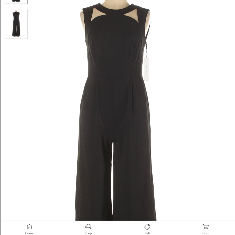 Calvin Klein Black Sleeveless Wide-Leg Jumpsuit with Triangle Cutouts